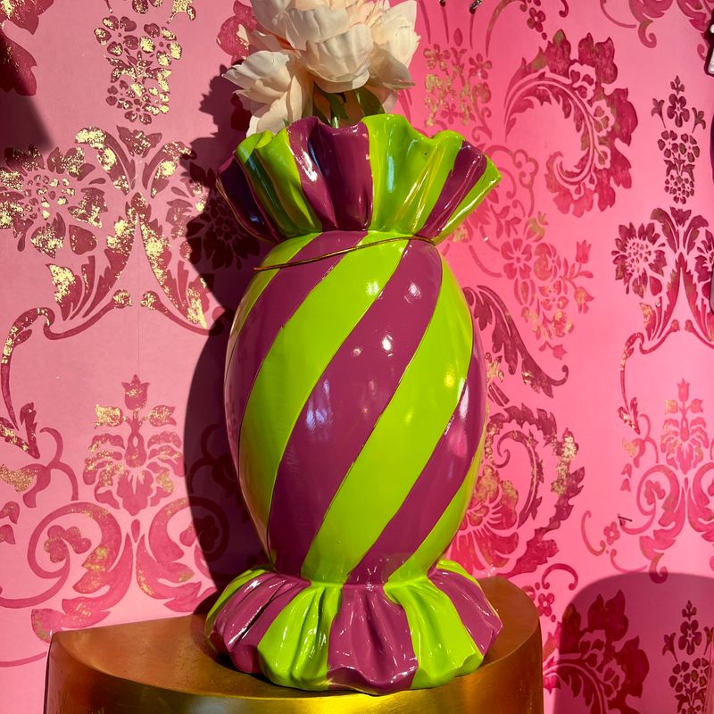 Striped candy vase