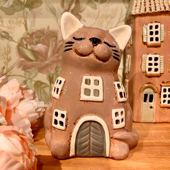Hovedbillede Telysholder katt brun