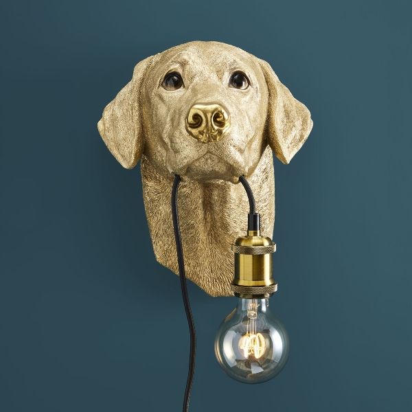 Hovedbilde Lucky labrador vegglampe gold