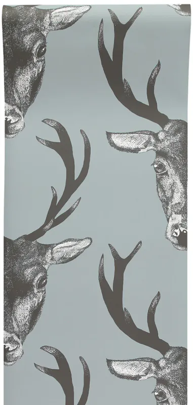 Stag print tapet grå