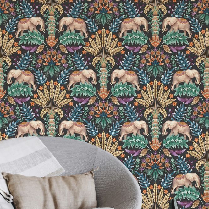 Hovedbilde Exotic Elephant tapet charcoal/grå