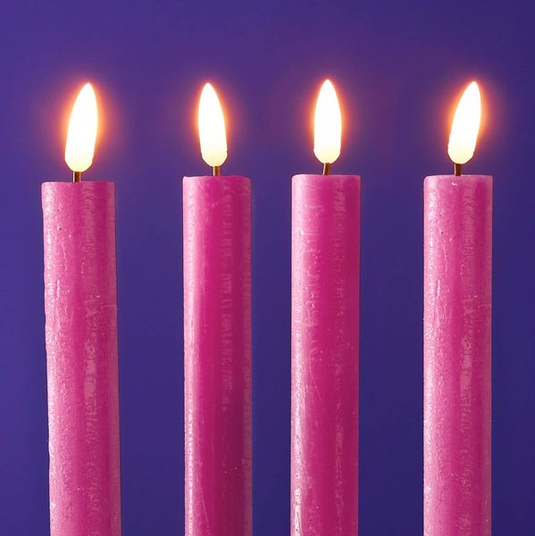 Hovedbilde 4 Stearinlys LED med fjernk. Pink