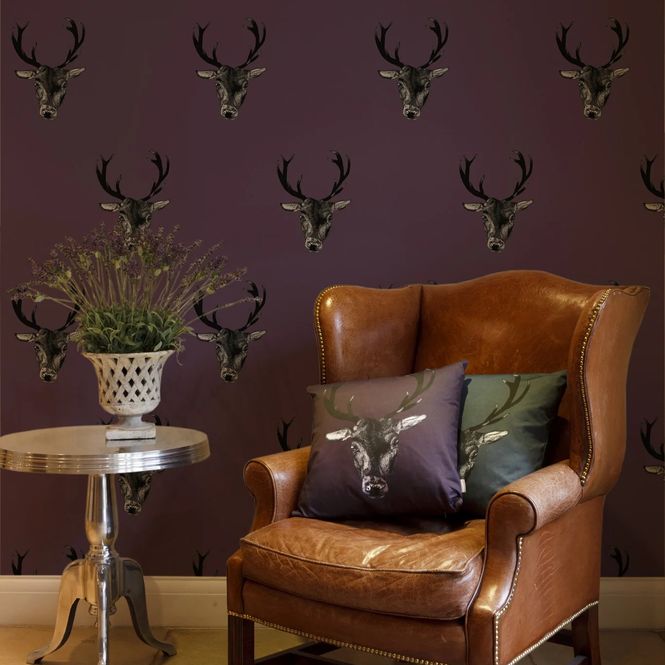 Hovedbilde Stag print tapet plum/lilla