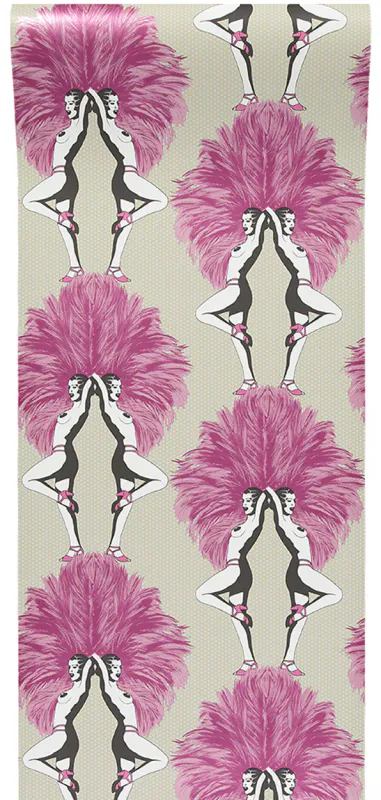 Showgirls tapet metallic rosa og cream