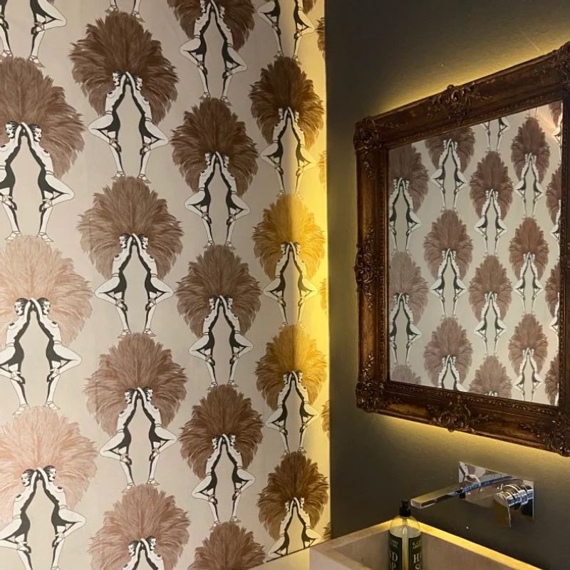 Showgirls tapet metallic bronze og cream/beige