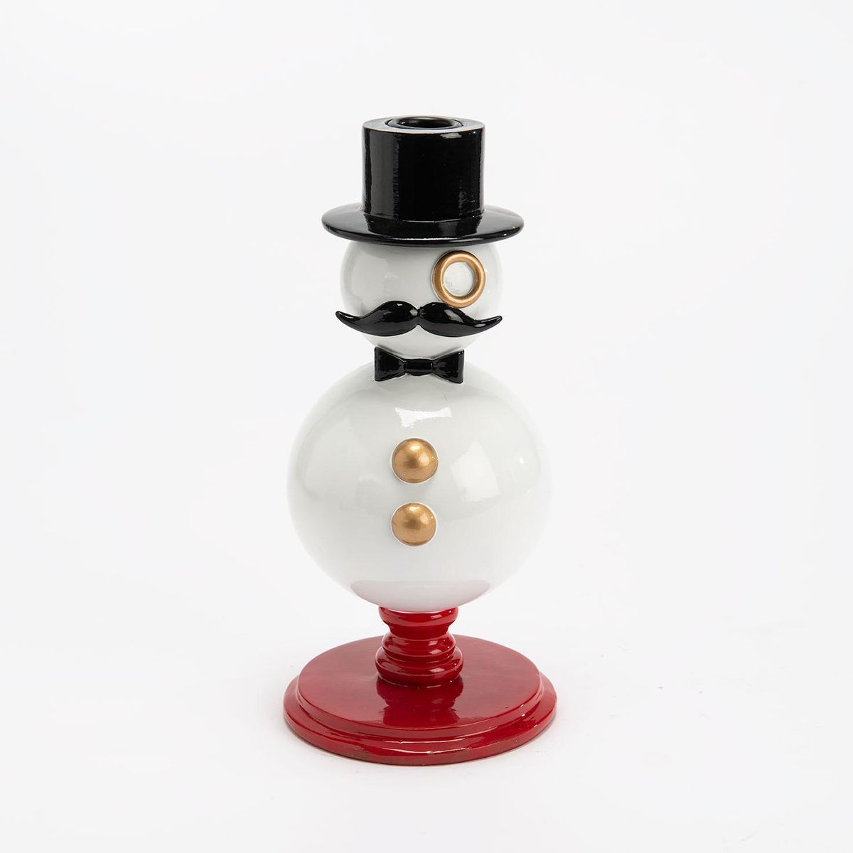 Snømann med flosshatt og monokkel 